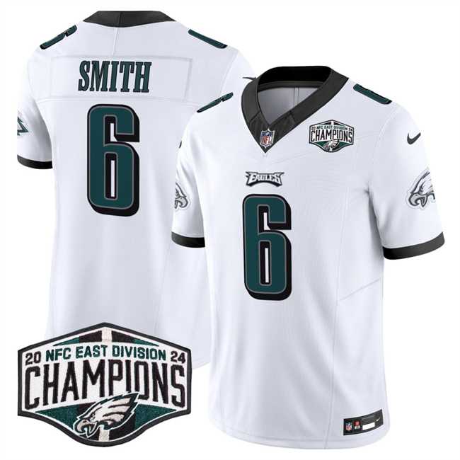 Men%27s Philadelphia Eagles #6 DeVonta Smith White 2024 NFC East Champions F.U.S.E. Vapor Untouchable Limited Stitched Jersey
